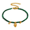 Wholesale Vintage Style Stainless Steel 18K Gold Plated Natural Stone Geometric Palm Coin Pendant Bracelet For Women