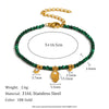 Wholesale Vintage Style Stainless Steel 18K Gold Plated Natural Stone Geometric Palm Coin Pendant Bracelet For Women