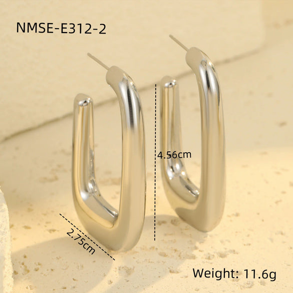 Wholesale Vintage Style Ushaped Stainless Steel 18K Gold Plated Electroplated Women's Earrings