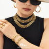 Wholesale Vintage Threerow Rivet Hand Assembled 18K Gold Plated Stainless Steel Necklace And Bracelet For Women