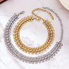 Wholesale Vintage Threerow Rivet Hand Assembled 18K Gold Plated Stainless Steel Necklace And Bracelet For Women