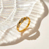 Wholesale Vintage Twisted Thread Geometric Metal Style Stainless Steel Ring With Diamondembedded And Pvd Electroplated