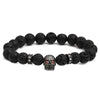 Wholesale Volcanic Rock Skull Beaded Football Shaped Electroplated Unisex Bracelet