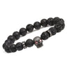 Wholesale Volcanic Rock Skull Beaded Football Shaped Electroplated Unisex Bracelet