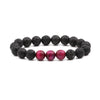 Wholesale Volcanic Stone Beaded Bracelet With Electroplating And Letters Numbers Text Styling