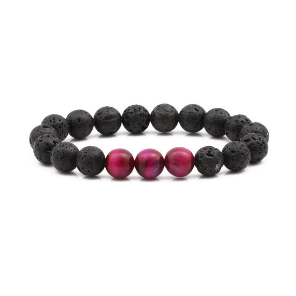 Wholesale Volcanic Stone Beaded Bracelet With Electroplating And Letters Numbers Text Styling