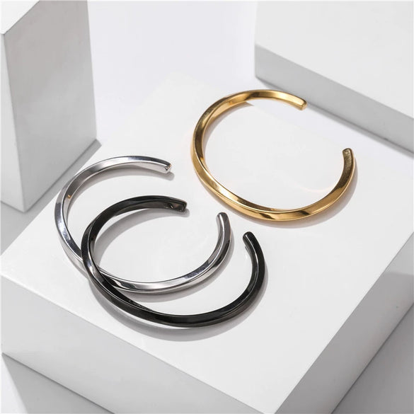 Wholesale Watch Accessories Stainless Steel Geometric Cshaped Open Bracelet For Couples