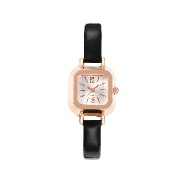 Wholesale Watch Alloy Case Imitation Leather Strap Square Dial Simple Fashionable Preppy Style