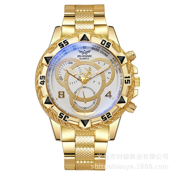 Wholesale Watch Alloy Case Iron Band Round Dial Ordinary Glass Mirror Leisure Style