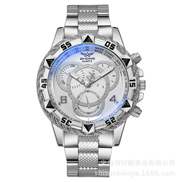 Wholesale Watch Alloy Case Iron Band Round Dial Ordinary Glass Mirror Leisure Style
