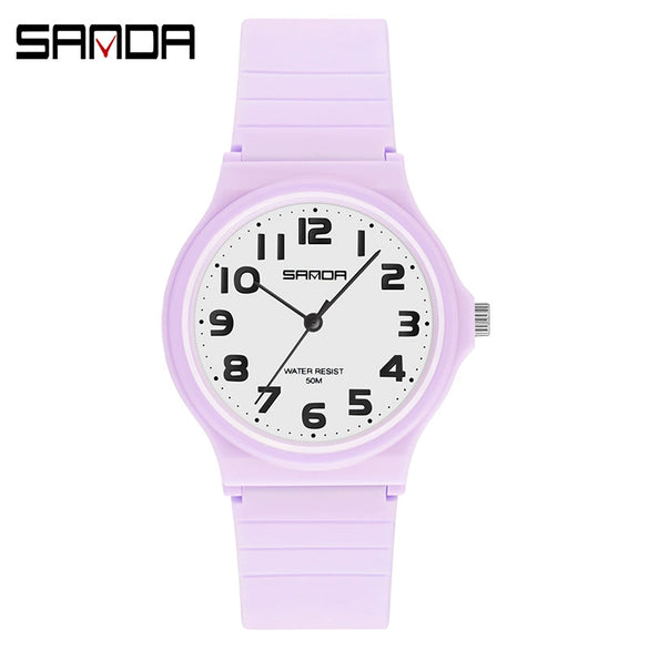 Wholesale Watch Resin Case And Strap Mineral Strengthened Glass Mirror Round Dial For Middle School Girls Leisure Style