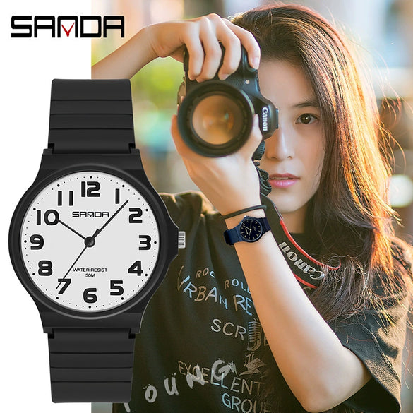 Wholesale Watch Resin Case And Strap Mineral Strengthened Glass Mirror Round Dial For Middle School Girls Leisure Style