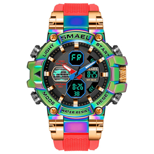 Wholesale Watch Resin Plastic Fashion Geometric Round Dual Movement Cold Light Display Outdoor Sports Alarm Clock