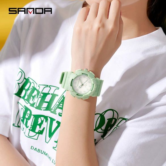 Wholesale Watch Tpu Strap Abs Case Acrylic Mirror Small Fresh Style Digital Sports Waterproof For Teenagers And Students
