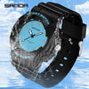 Wholesale Watch Tpu Strap Abs Case Acrylic Mirror Small Fresh Style Digital Sports Waterproof For Teenagers And Students
