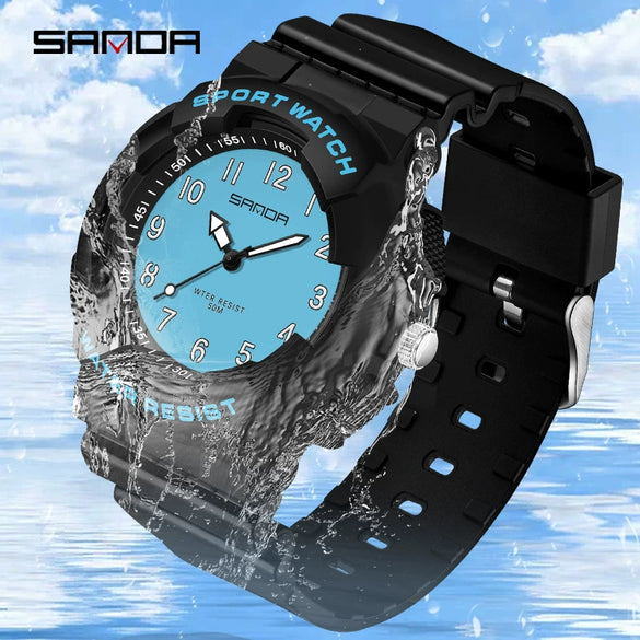 Wholesale Watch Tpu Strap Abs Case Acrylic Mirror Small Fresh Style Digital Sports Waterproof For Teenagers And Students