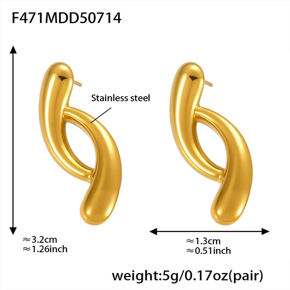 Wholesale Water Drop Color Matching Geometric Stainless Steel Earrings With Electroplating For Women