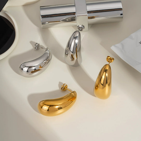 Wholesale Water Drop Shape Stainless Steel Earrings With Pvd Furnace Vacuum Real Gold Plating Photosensitive Non Fading Surface Light Luxury And Fashion Style For Women