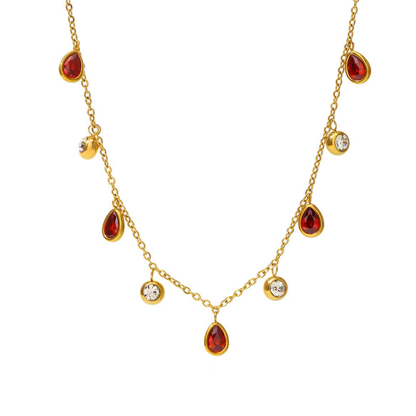 Wholesale Water Drop Zircon Clavicle Necklace In Stainless Steel With Geometric Pattern And Electroplating For Women