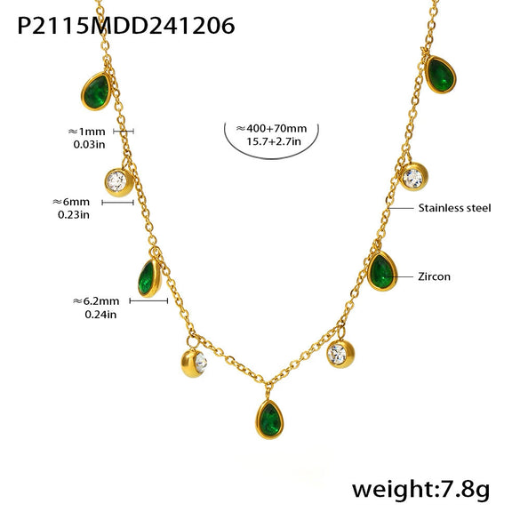 Wholesale Water Drop Zircon Clavicle Necklace In Stainless Steel With Geometric Pattern And Electroplating For Women