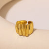 Wholesale Wavy Pleated Open Geometric Stainless Steel Ring 18K Gold Plated For Women