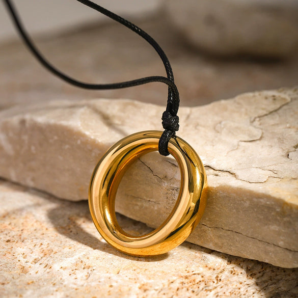 Wholesale Wax Rope Round Hollow Necklace In Minimized Style 18K Gold Plated Stainless Steel With Electroplating