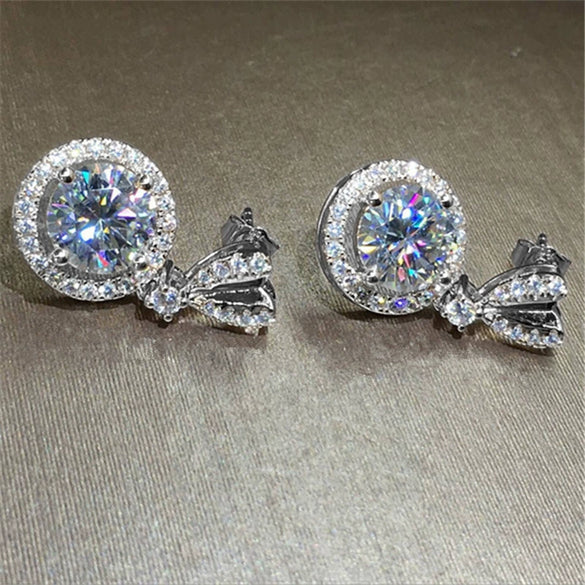 Wholesale Wedding Bridal Jewelry Copper Heartshaped Zircon Pendant Earrings