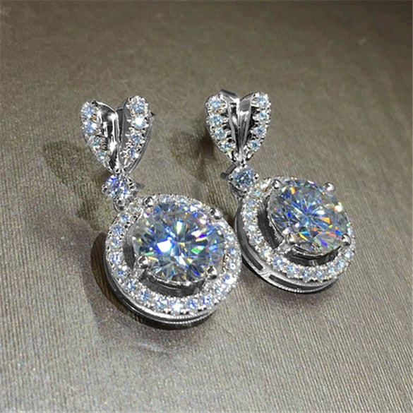 Wholesale Wedding Bridal Jewelry Copper Heartshaped Zircon Pendant Earrings