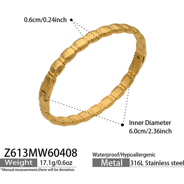 Wholesale Wheat Ear Stainless Steel 18K Gold Plated Geometric Bracelet Set