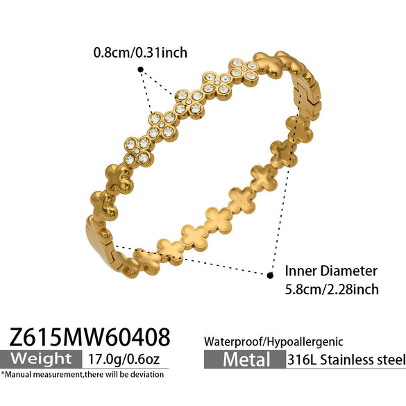 Wholesale Wheat Ear Stainless Steel 18K Gold Plated Geometric Bracelet Set