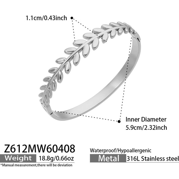 Wholesale Wheat Ear Stainless Steel 18K Gold Plated Geometric Bracelet Set