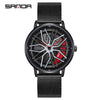 Wholesale Wheel Casual Men's Alloy Belt Quartz Watch With Round Dial And Stainless Steel Clasp
