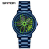Wholesale Wheel Casual Men's Alloy Belt Quartz Watch With Round Dial And Stainless Steel Clasp