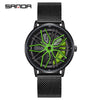 Wholesale Wheel Casual Men's Alloy Belt Quartz Watch With Round Dial And Stainless Steel Clasp