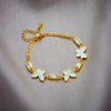 Wholesale White Butterfly Flower Design Titanium Steel Bracelet With Electroplating Geometric Styling Lovely Style Unisex