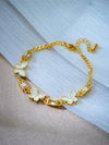Wholesale White Butterfly Flower Design Titanium Steel Bracelet With Electroplating Geometric Styling Lovely Style Unisex