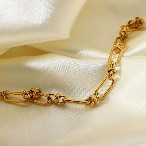 Wholesale Wide Chain Cross Buckle Bracelet Vacuum Electroplated 18K Gold Stainless Steel Women's Jewelry Geometric Style
