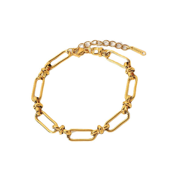 Wholesale Wide Chain Cross Buckle Bracelet Vacuum Electroplated 18K Gold Stainless Steel Women's Jewelry Geometric Style