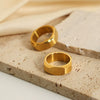 Wholesale Wide Glossy Couple Ring In Exaggerated Geometric Style Titanium Steel Electroplated