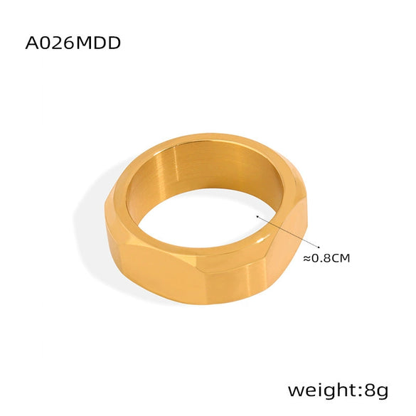 Wholesale Wide Glossy Couple Ring In Exaggerated Geometric Style Titanium Steel Electroplated