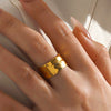 Wholesale Wide Gold Plated Stainless Steel Irregular Shaped Opening Ring With Geometric Design For Women