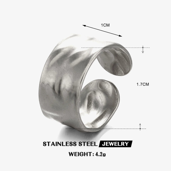 Wholesale Wide Gold Plated Stainless Steel Irregular Shaped Opening Ring With Geometric Design For Women