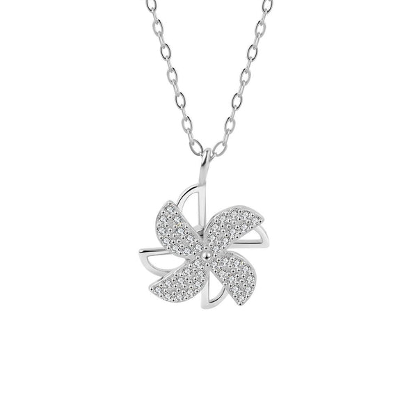 Wholesale Windmill Necklace 925 Sterling Silver Rotatable Pendant Cross Chain Electroplating Original Design