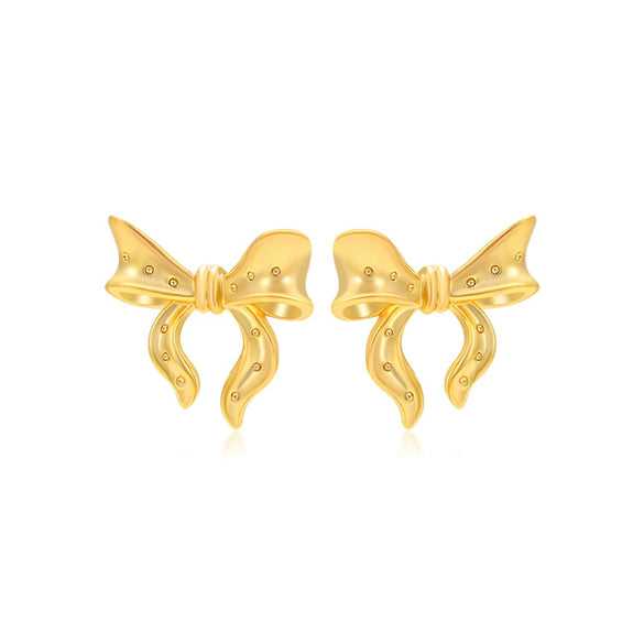 Wholesale Women Alloy Flower Bow Electroplated Fashionable Earrings