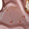 Wholesale Women Cherry Rhinestone Alloy Anklet With Fruit Pendant Tennis Chain
