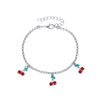 Wholesale Women Cherry Rhinestone Alloy Anklet With Fruit Pendant Tennis Chain