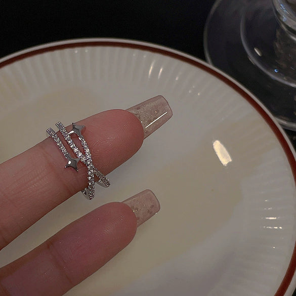 Wholesale Women Copper Geometric Inlaid Zircon Ring And Bracelet