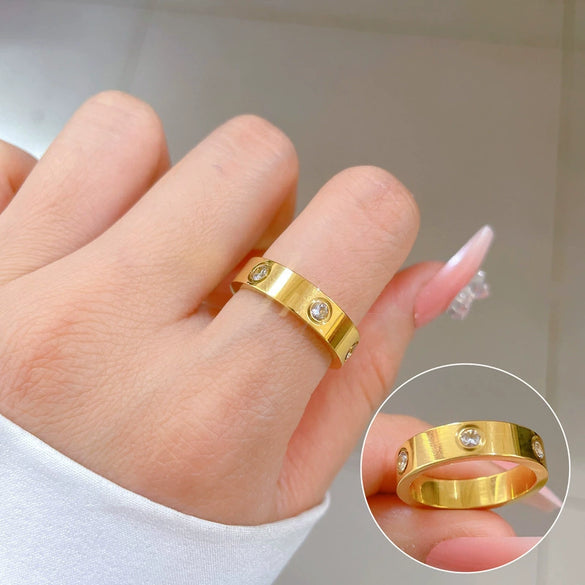 Wholesale Women Copper Geometric Inlaid Zircon Ring And Bracelet