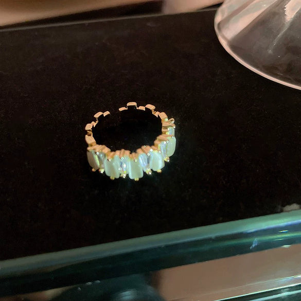 Wholesale Women Copper Geometric Inlaid Zircon Ring And Bracelet