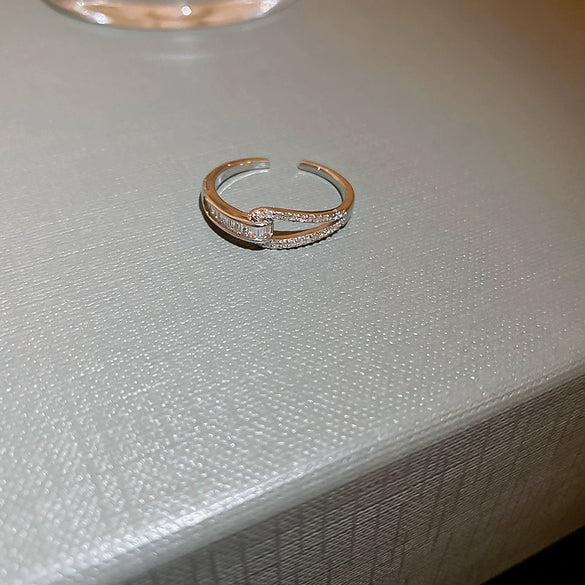 Wholesale Women Copper Geometric Inlaid Zircon Ring And Bracelet